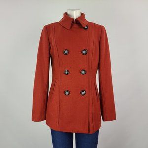 Bob Timberlake Size M Wool Rust Colored Double Breasted Pea Coat